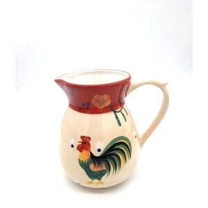 Vintage 222 FlFTH Ameraucana Discontinued Red Rooster Pitcher Vase